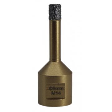 Carota diamantata pt. gresie portelanata & piatra - diam. 8mm -cu ceara- Premium - DXDY.GOLDrill.08