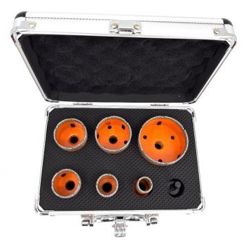 Set carote diamantate pt. gresie portelanata & piatra - diam. 20, 28, 35, 43, 50, 68 mm - 3DTECH - Super PREMIUM - DXDY.NEODRILL.BigSet