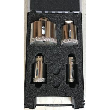 Set carote diamantate pt. gresie portelanata & piatra - diam. 20, 35, 50, 75mm Super Premium - DXDH.80407.S20-75.Set