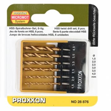 Set burghie HSS  pentru  lemn  si  plastic  cu pin pentru centrare  Proxxon 28876,  O1.5-O4 mm, 6 piese
