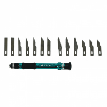 Set cutter tip bisturiu cu capete interschimbabile Troy 21604, 14 piese